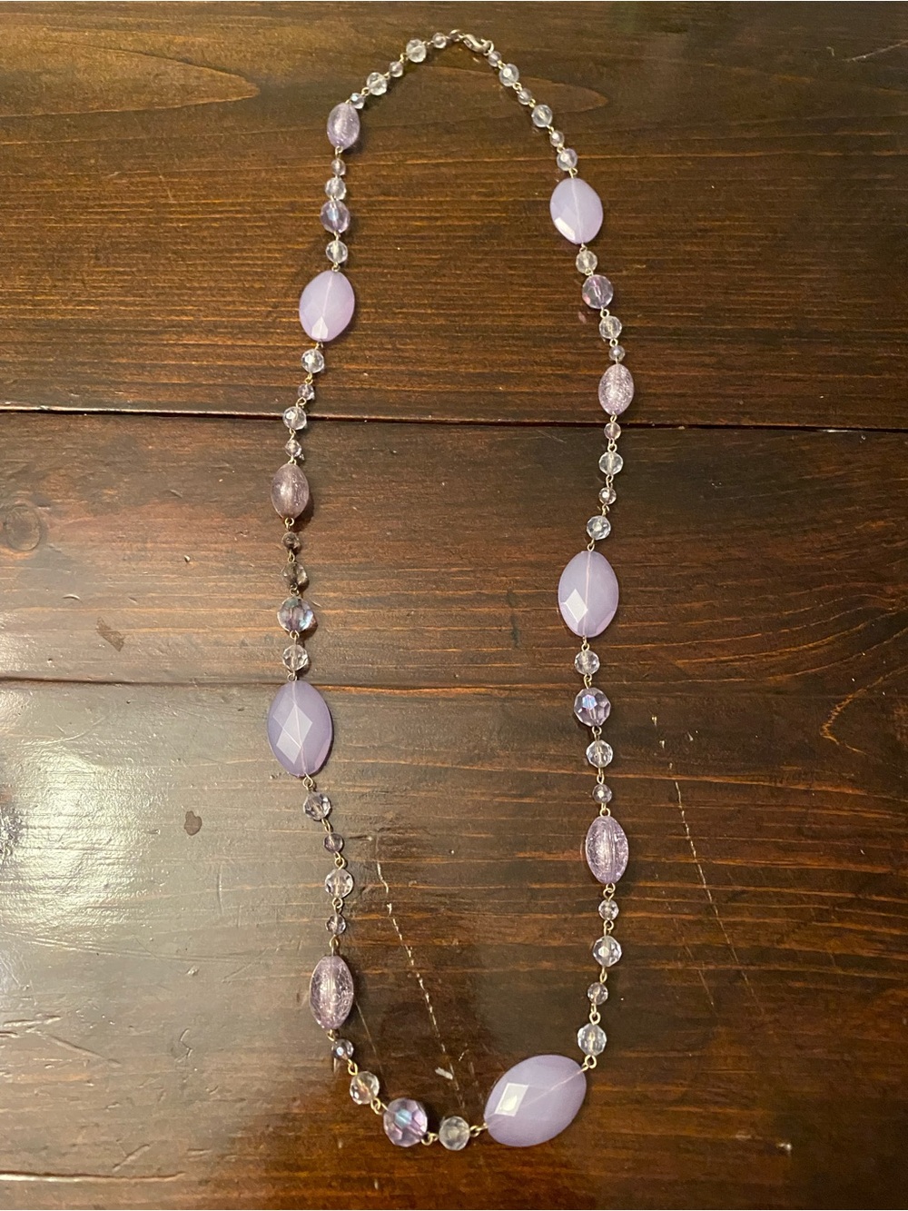 Lavender Shimmery Beaded Long Necklace